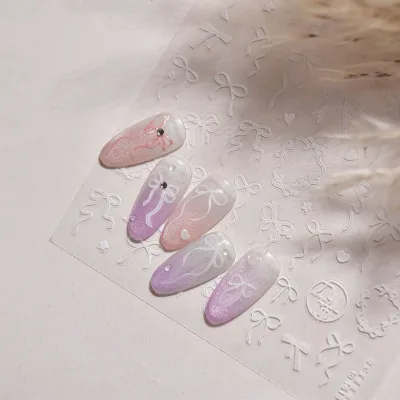 Autocollant nœud papillon pour ongles, rose – image 3