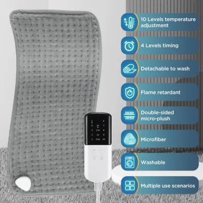Coussin chauffant électrique gris argenté – image 3
