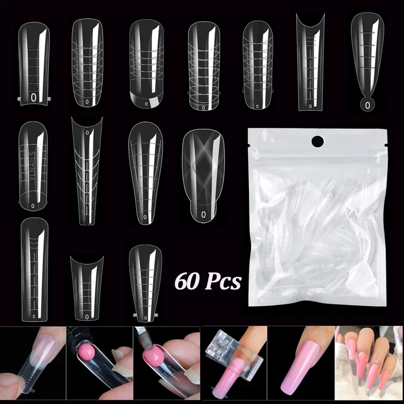 Formes d'ongles transparentes, 60 pièces