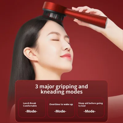 Peigne de massage électrique rouge, 3 modes – image 2